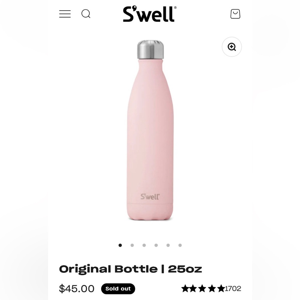 S'well Pink Stainless Steel Water Bottle